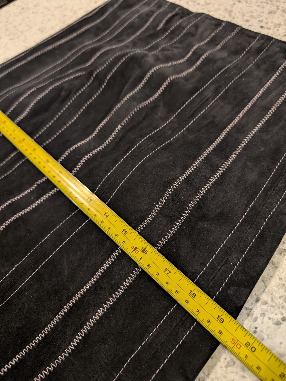 Vintage Danier 90's Suede Skirt Genuine Leather Black High Waist Midi Pinstripes - Picture 12 of 16